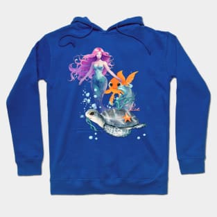 Enchanting Water World: Mermaids, Turtles, and Fish Hoodie